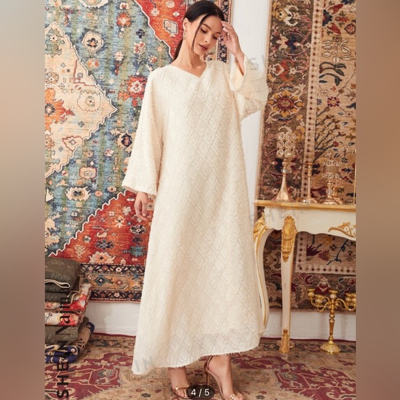 SHEIN NAJMA V-neck Bell sleeve Textured Dress - Picture 10 of 11